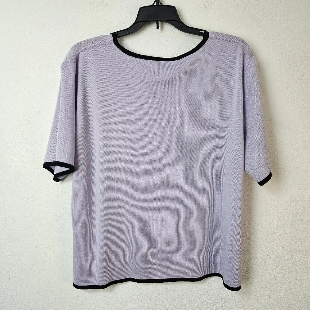 Exclusively Misook Purple Lavender Short Sleeve Top Size XL
